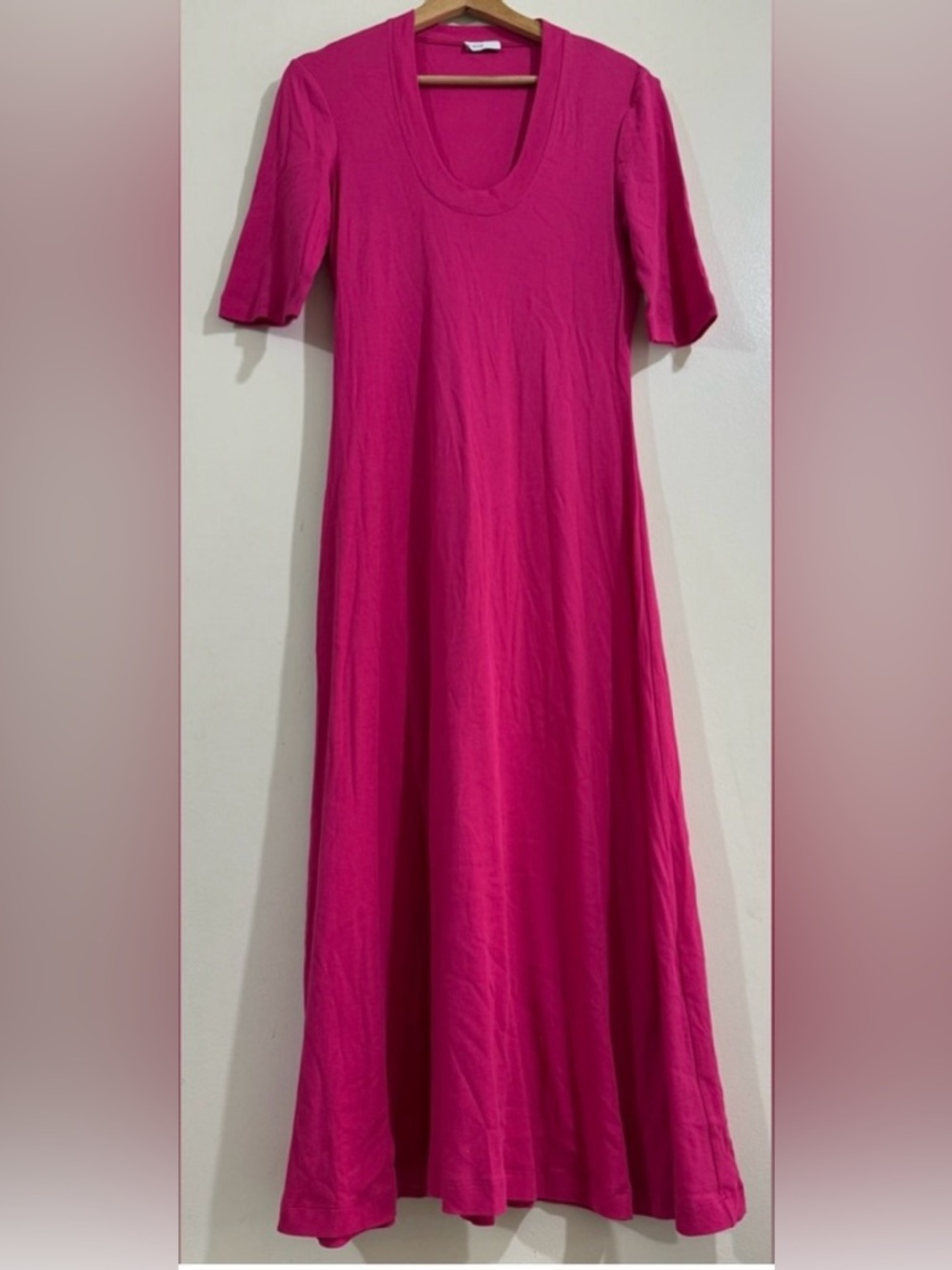 Rosetta Getty Hot Pink Scoop-Neck Maxi Dress
